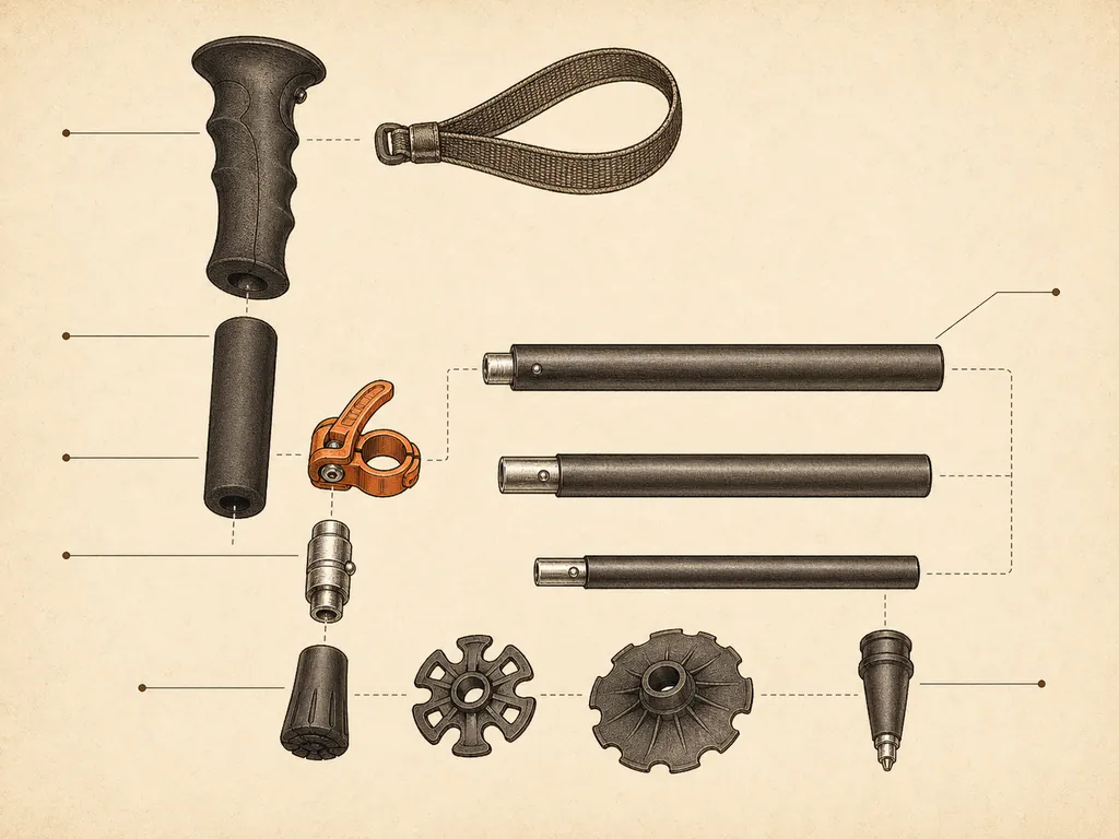 トレッキングポール構造の分解図