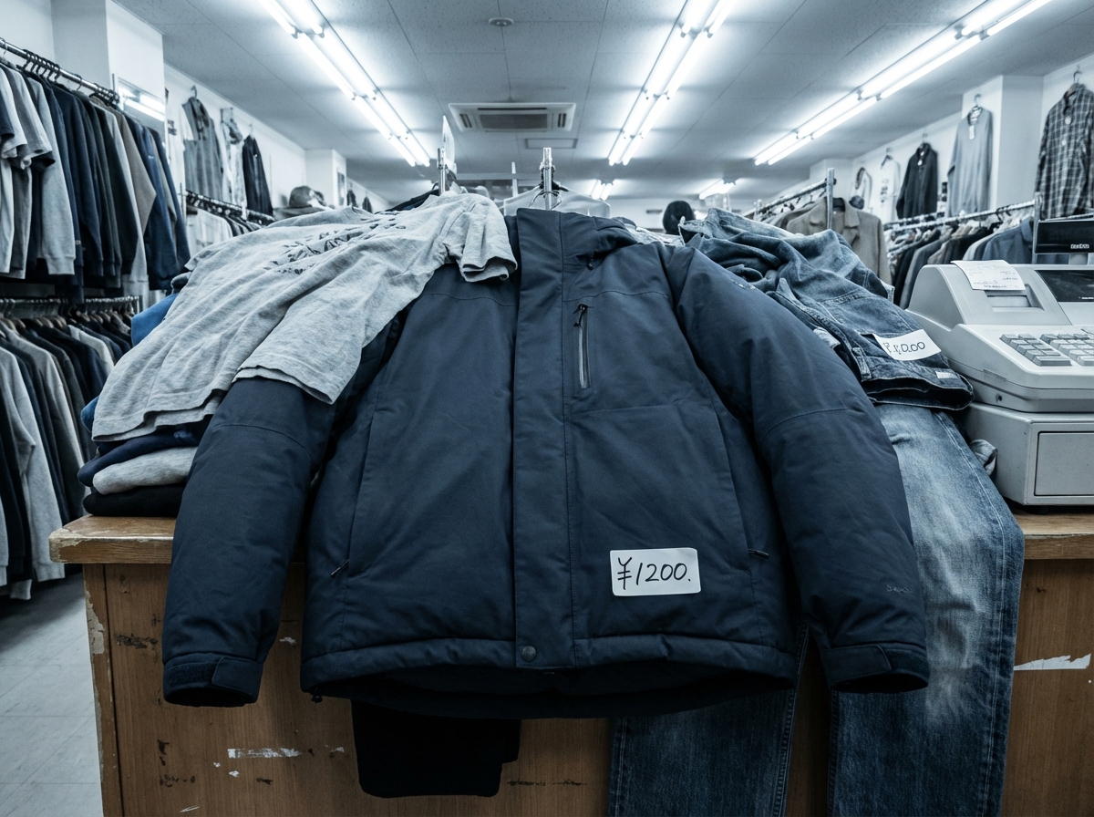 リサイクルショップでダウンジャケットが低評価されるイメージ