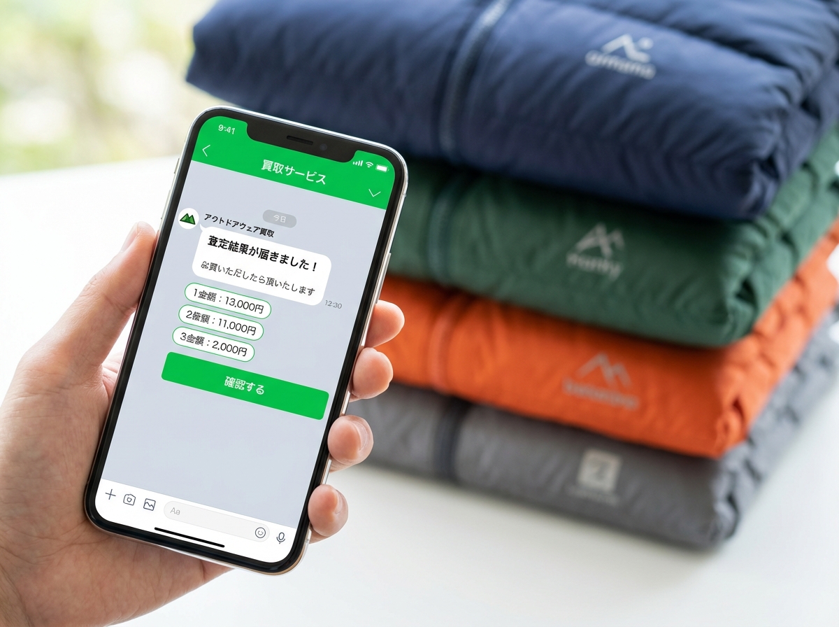LINEで完結するダウンジャケット買取申込のイメージ
