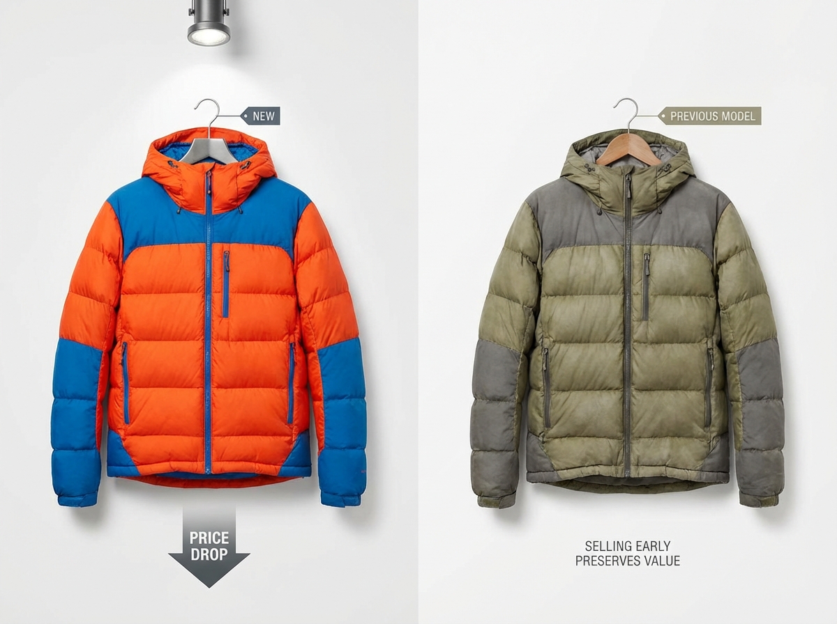 現行モデルと型落ちモデルの買取価格差を示すイメージ