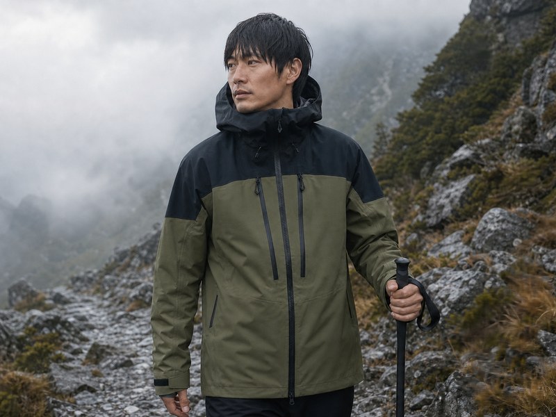 WARM OLIVE/BLACK配色を参考にしたティフォン ノヴァ ジャケットの自然使用イメージ