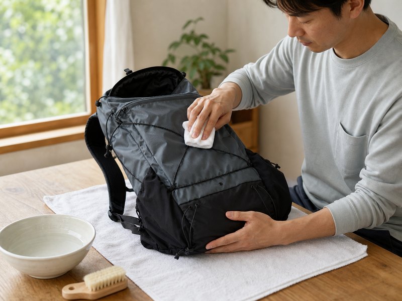 山と道製品を適切に手入れして乾燥させる様子