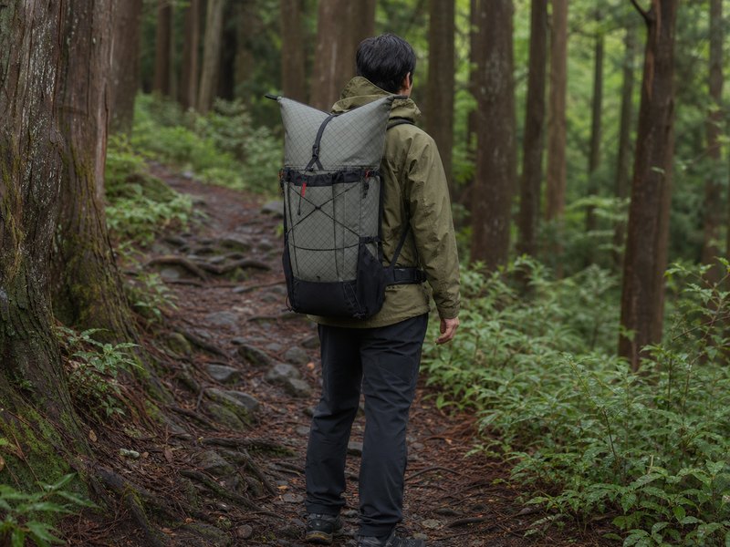 Slate Khakiカラーを参考にしたTHREEの自然使用イメージ