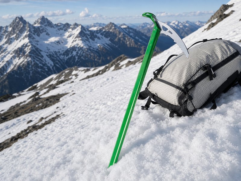 雪山で使用するC.A.M.P. Corsaを想起させる軽量アイスアックスのイメージ